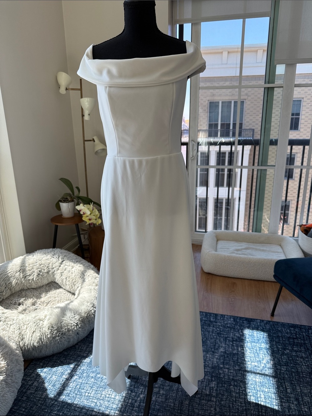 Club L London White Off-Shoulder Midi Gown
